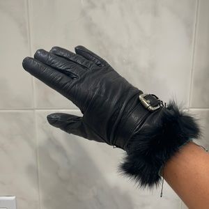 2000s VERSACE JEANS COLLECTION REAL LEATHER & FUR GLOVES